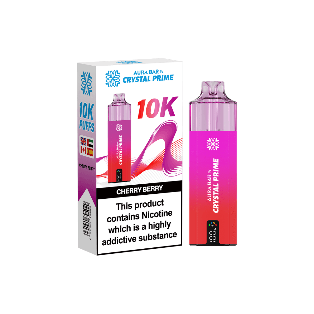 Crystal Prime Aura Bar 10K Prefilled Vape Kit Cherry Berry
