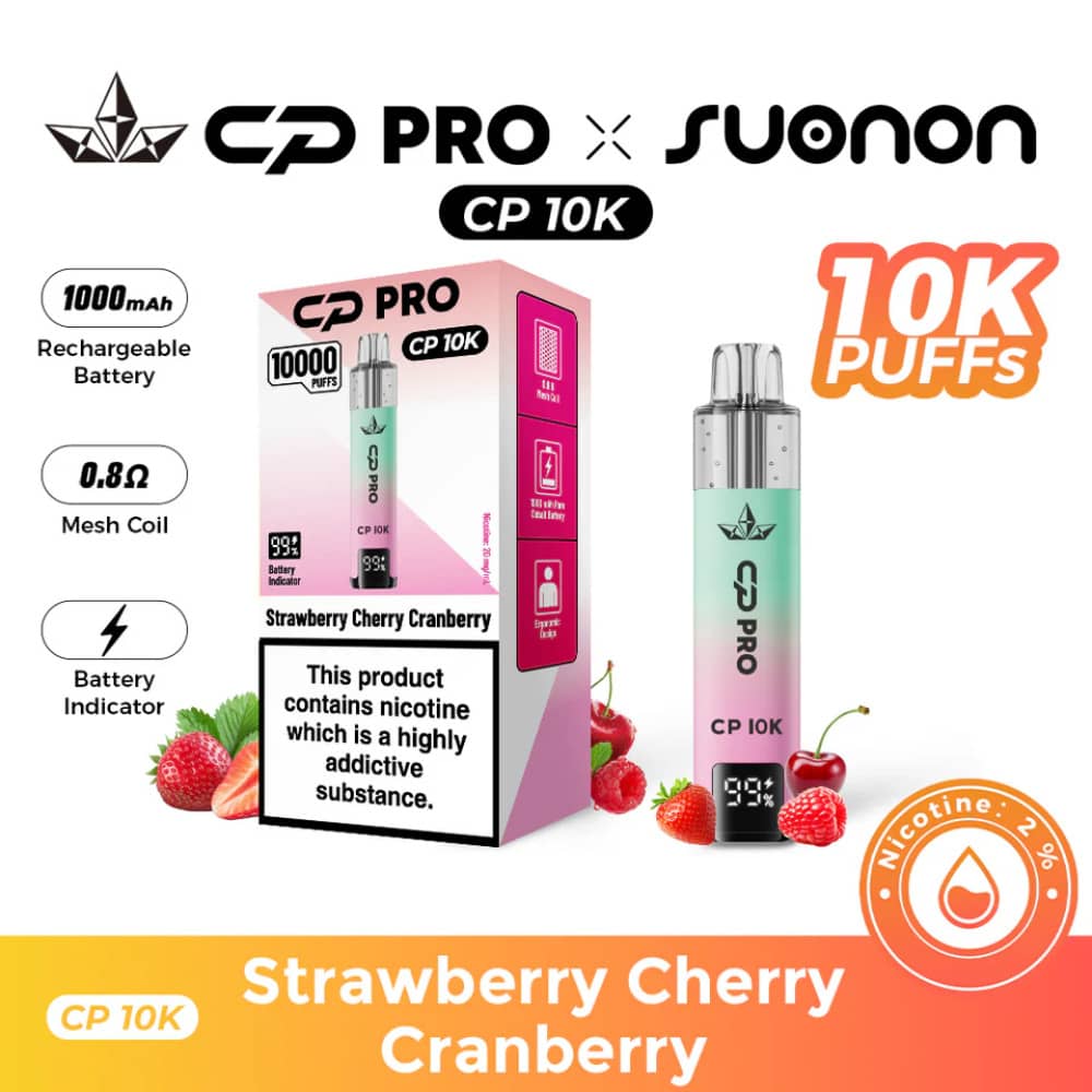 Crystal Pro CP 10k Prefilled Pod Vape Kit Strawberry Cherry Cranberry