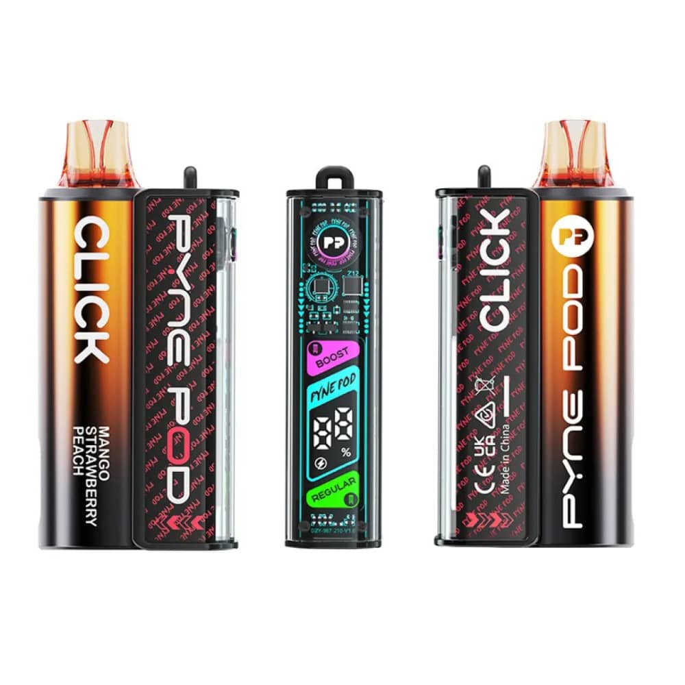 Pyne Pod Click 10k Prefilled Vape Kit Mango Strawberry Peach