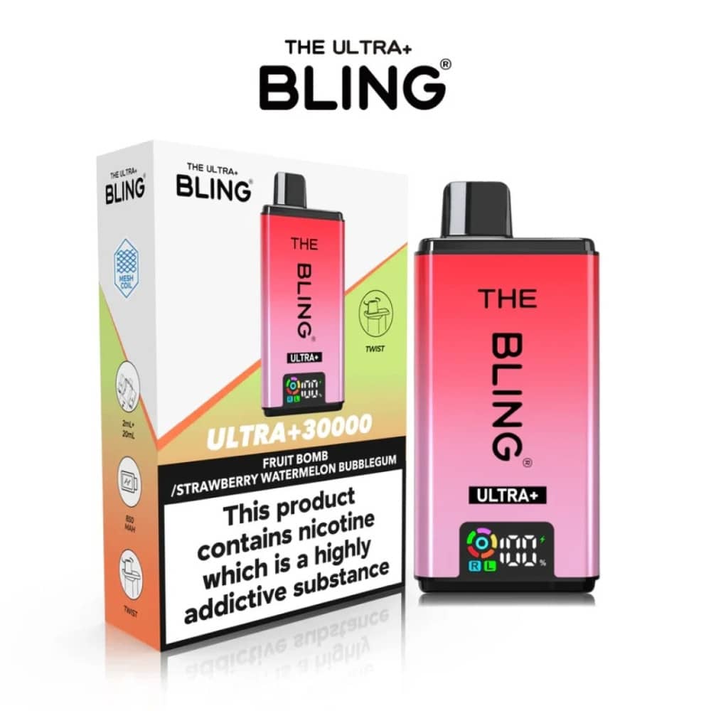 The Crystal Bling Ultra Plus 30K Prefilled Vape Kit Fruit Bomb / Strawberry Watermelon Bubblegum