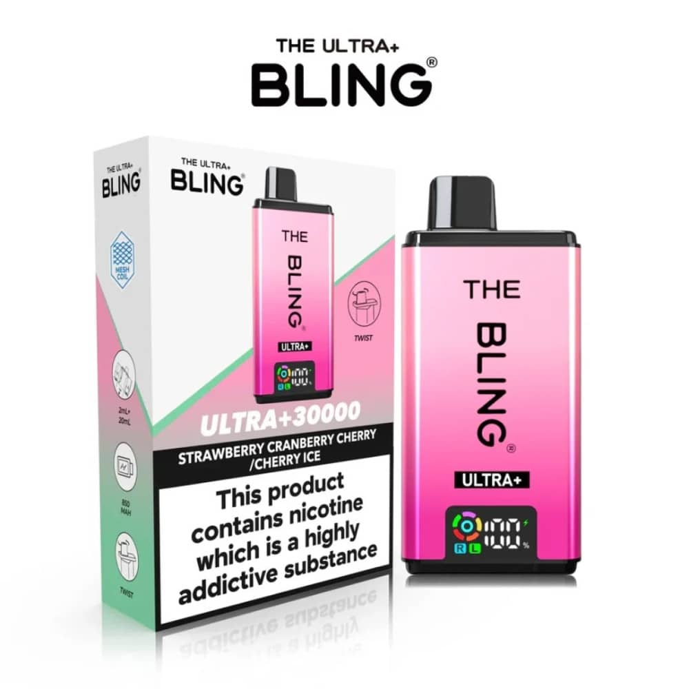 The Crystal Bling Ultra Plus 30K Prefilled Vape Kit Strawberry Cranberry Cherry / Cherry Ice