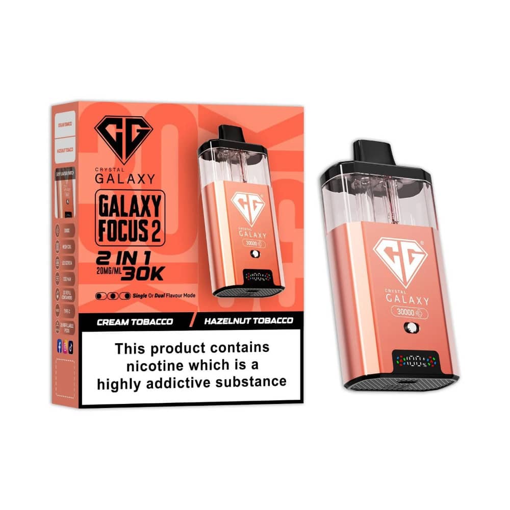 Crystal Galaxy 30k Focus 2 Prefilled Vape Kit Cream Tobacco/Hazelnut Tobacco