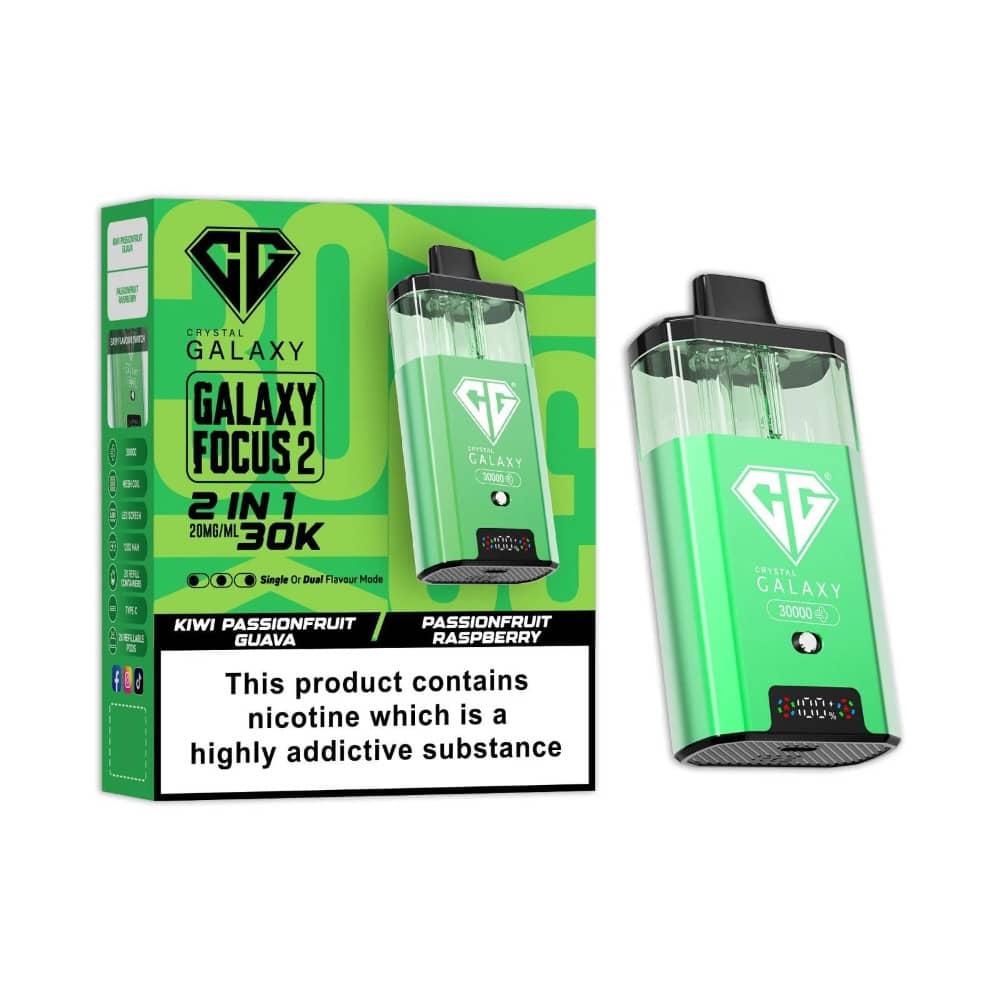 Crystal Galaxy 30k Focus 2 Prefilled Vape Kit Kiwi Passionfruit Guava/Passionfruit Raspberry