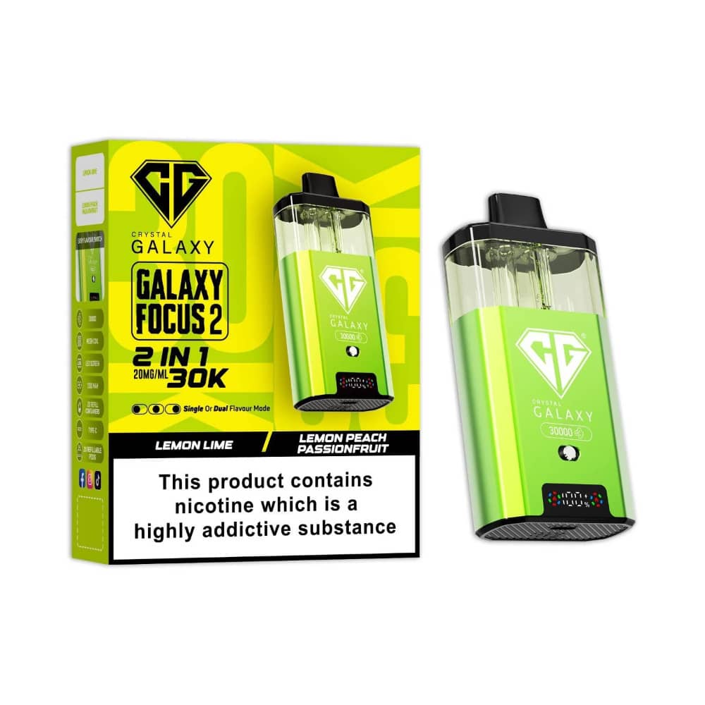 Crystal Galaxy 30k Focus 2 Prefilled Vape Kit Lemon Lime/Lemon Peach Passion Fruit
