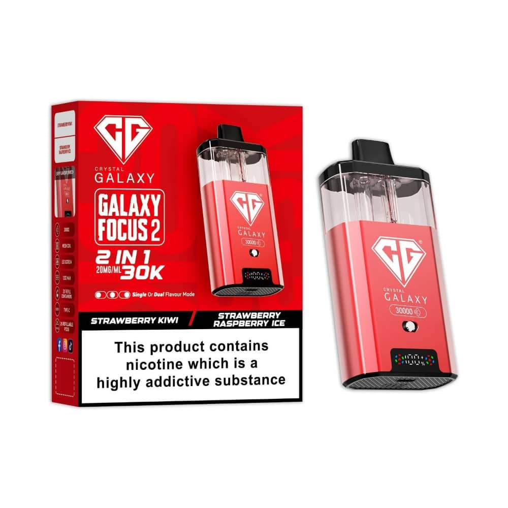 Crystal Galaxy 30k Focus 2 Prefilled Vape Kit Strawberry Kiwi/Strawberry Raspberry Ice