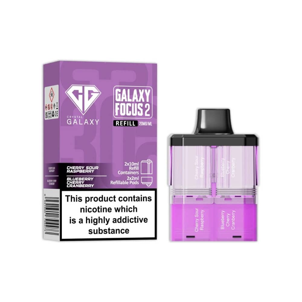 Crystal Galaxy 30k Focus 2 Pods Cherry Sour Raspberry /  Blueberry Cherry Cranberry