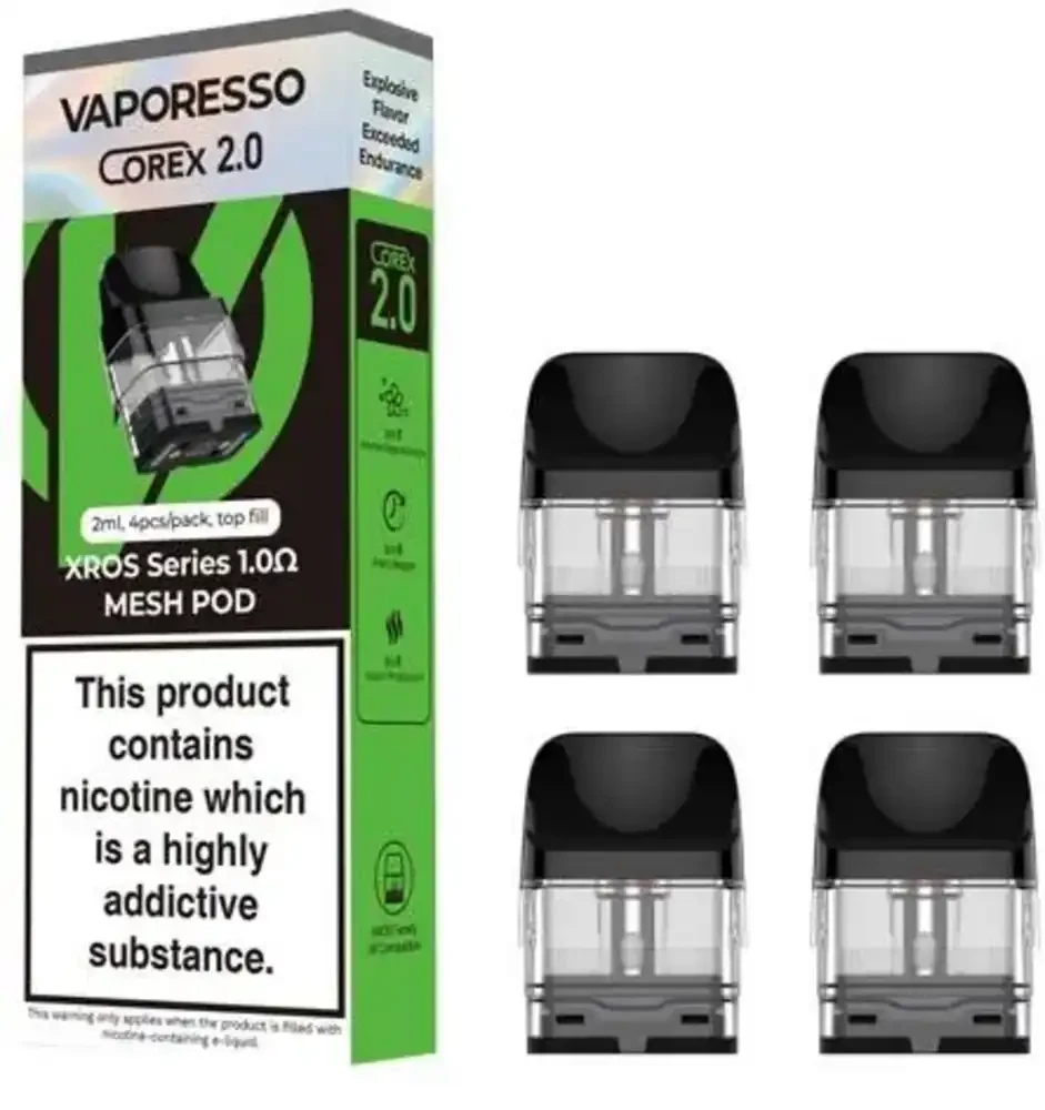 Vaporesso Xros Corex 2.0 Replacement Pods 4 Packs 1.0ohm Mesh Pod