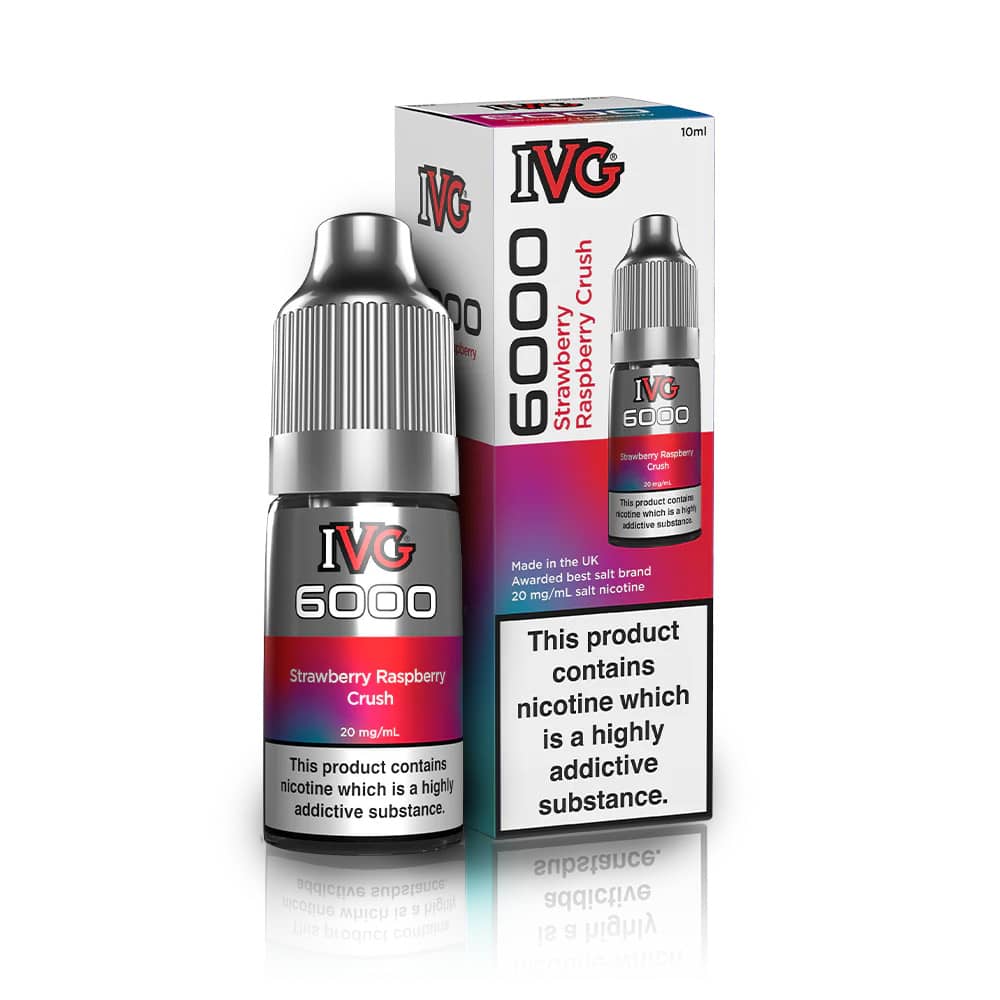 IVG 6000 Nic Salts e liquids 10ml Strawberry Raspberry Crush 10mg