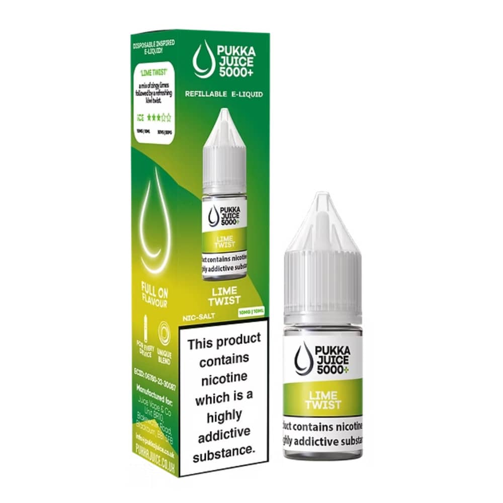 Pukka Juice 5000+ Nic Salts e liquids 10ml Lemon Twist 10mg