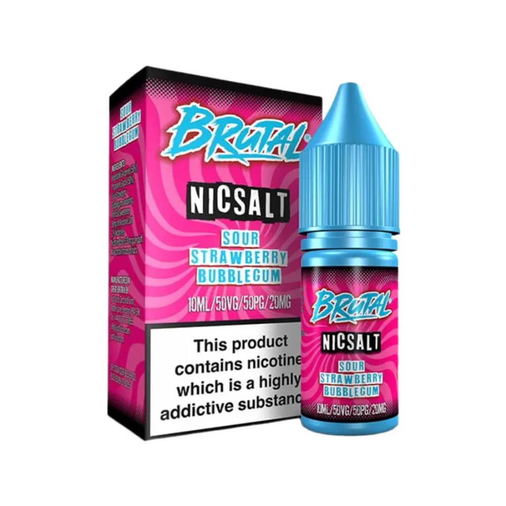 Just Juice Brutal Nic Salts e liquids 10ml Sour Strawberry Bubblegum 10mg