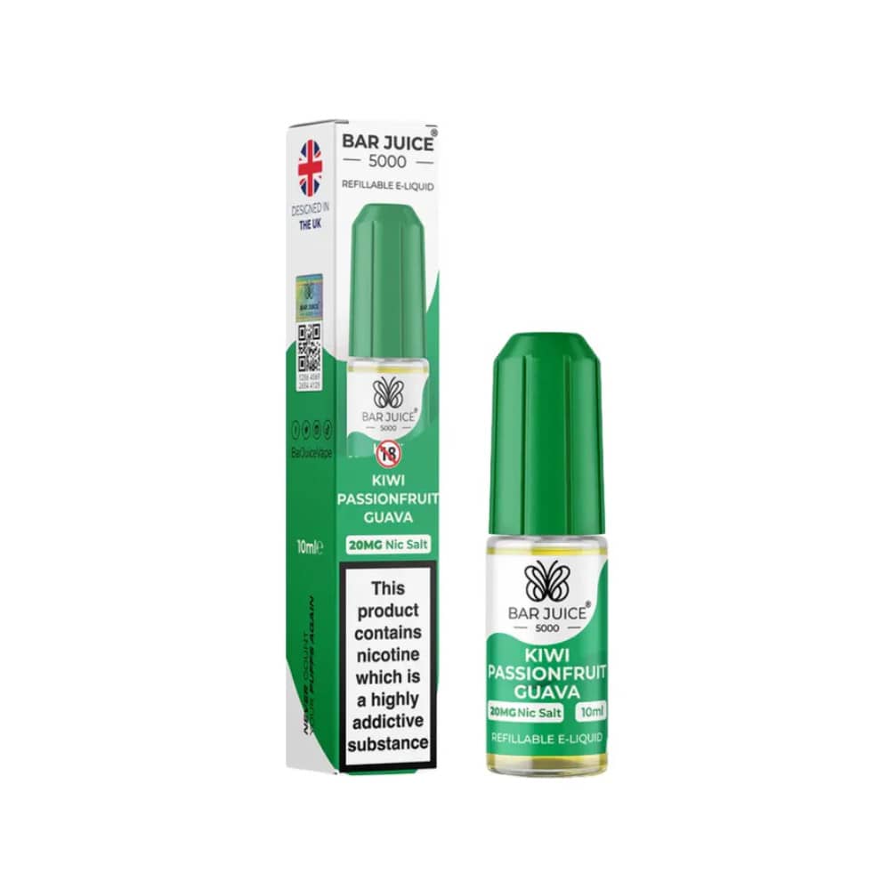 Bar Juice Nic Salts E-Liquids 10ml Kiwi Passionfruit Guava 10mg