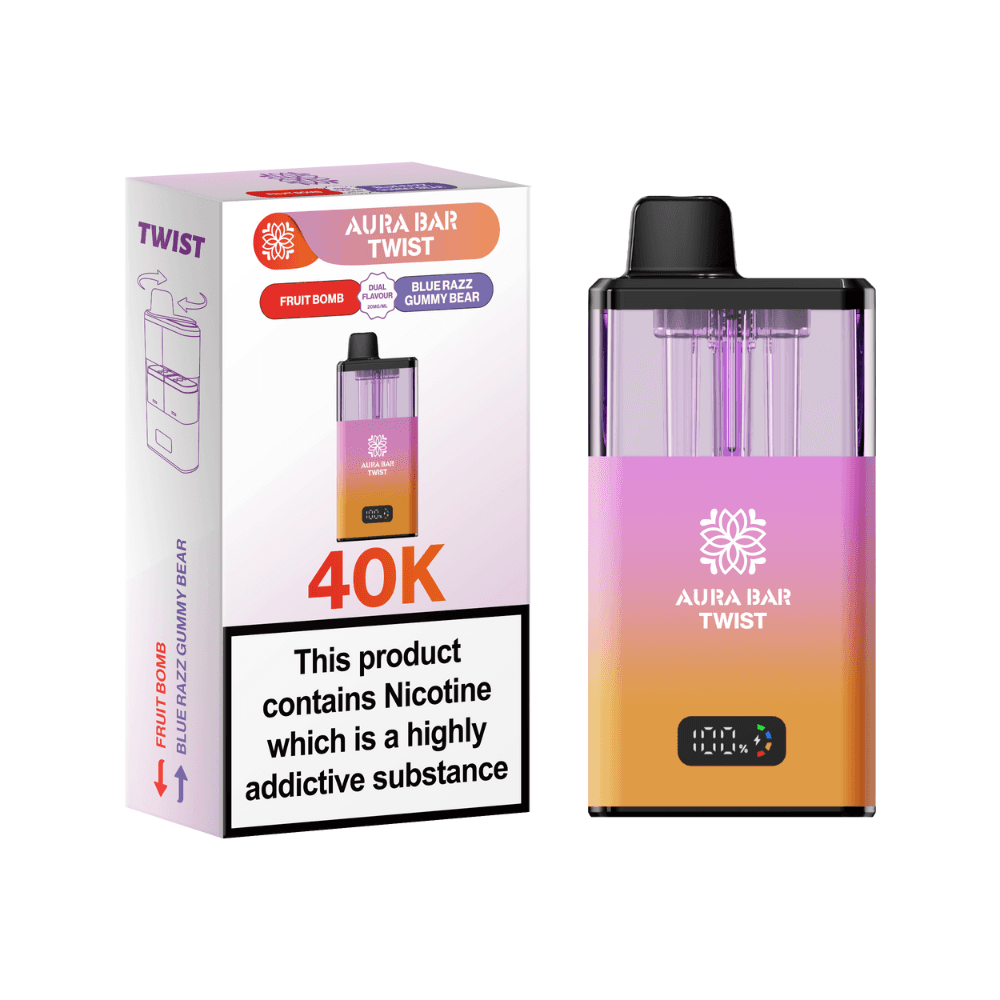 Crystal Prime Aura Bar Twist 40K Vape Kit Fruit Bomb / Blue Razz Gummy Bear