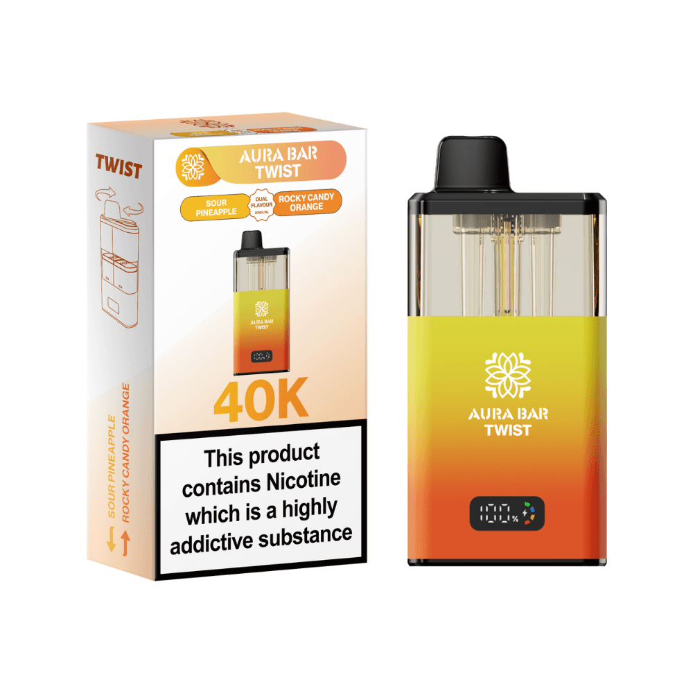 Crystal Prime Aura Bar Twist 40K Vape Kit Sour Pineapple / Rocky Candy Orange