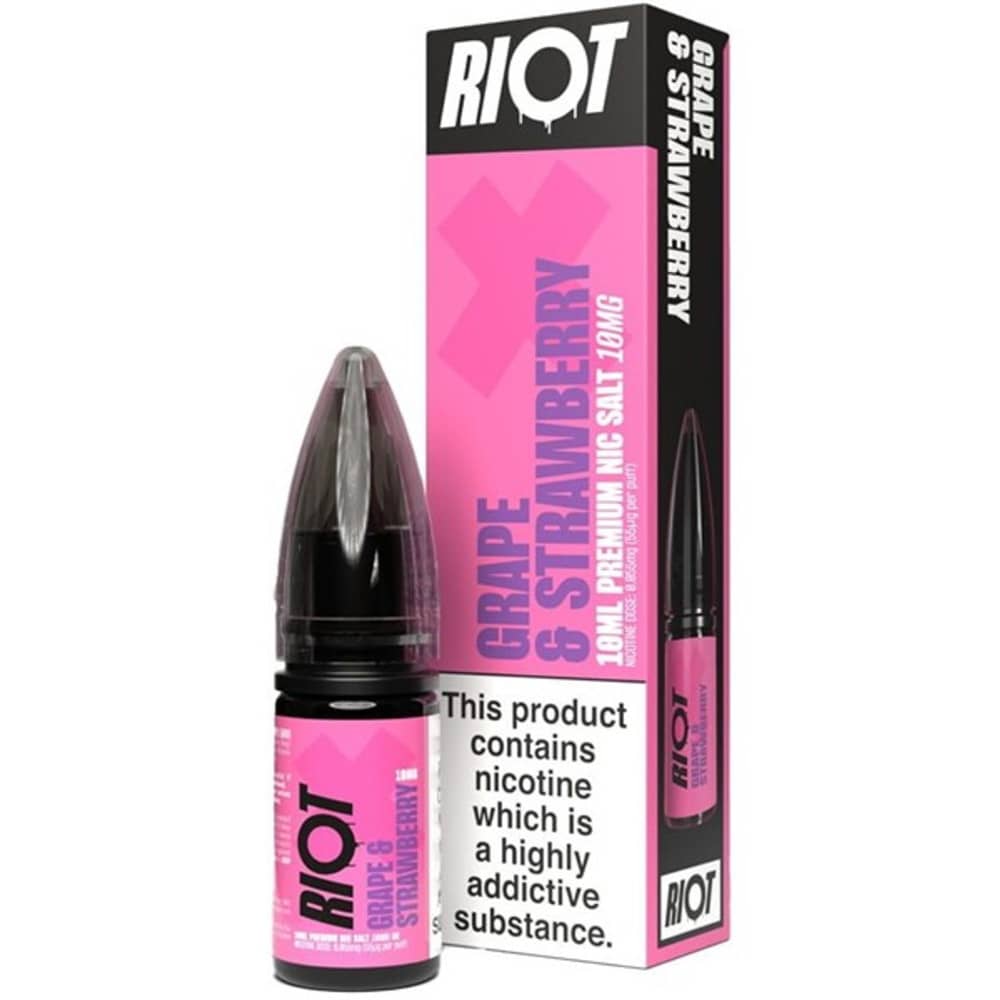 Riot X Nic Salts e liquids 10ml Grape Strawberry 10mg