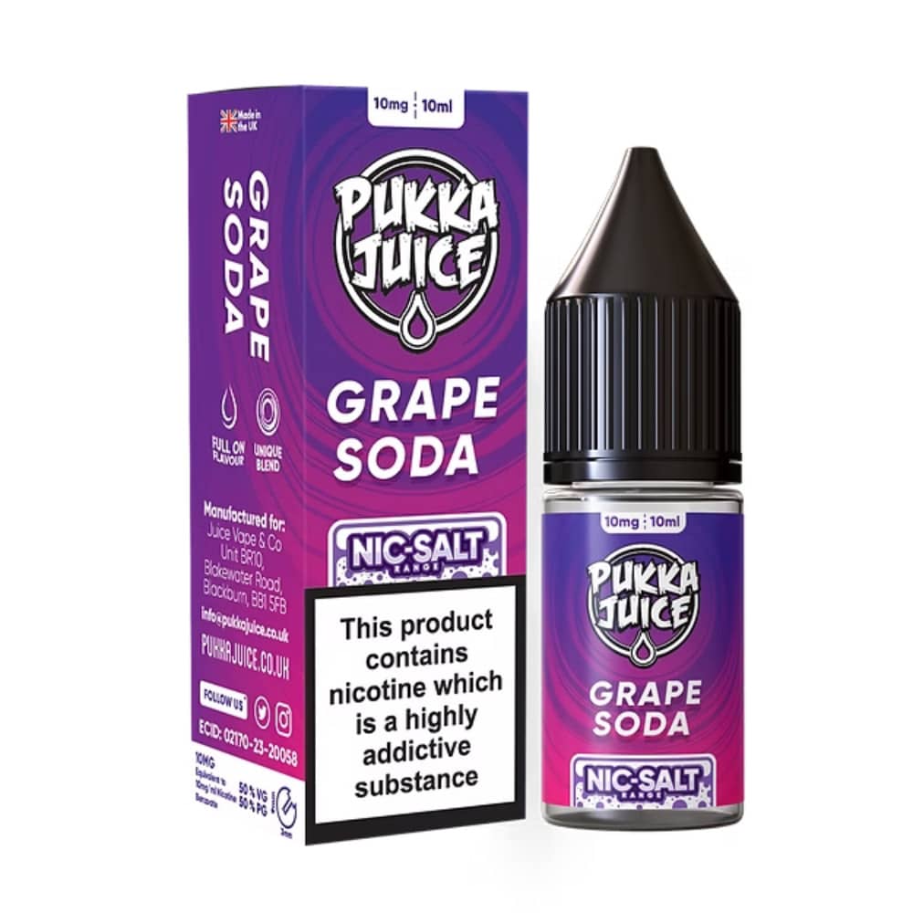 Pukka Juice Nic Salts e liquids 10ml Grape Soda 10mg