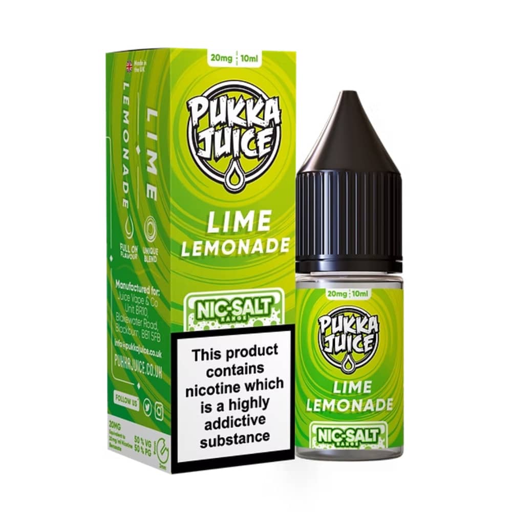 Pukka Juice Nic Salts e liquids 10ml Lime Lemonade 20mg