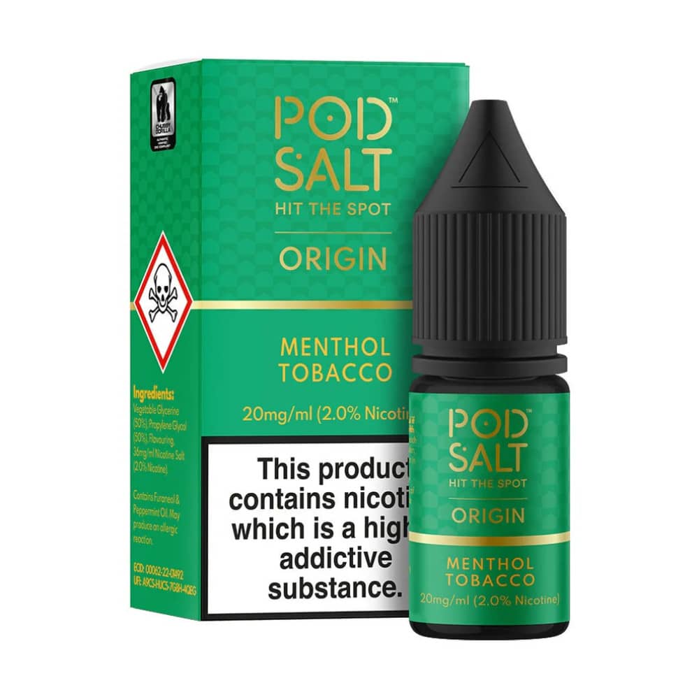 Pod Salt Origin Nic Salts e liquids 10ml Menthol Tobacco 10mg