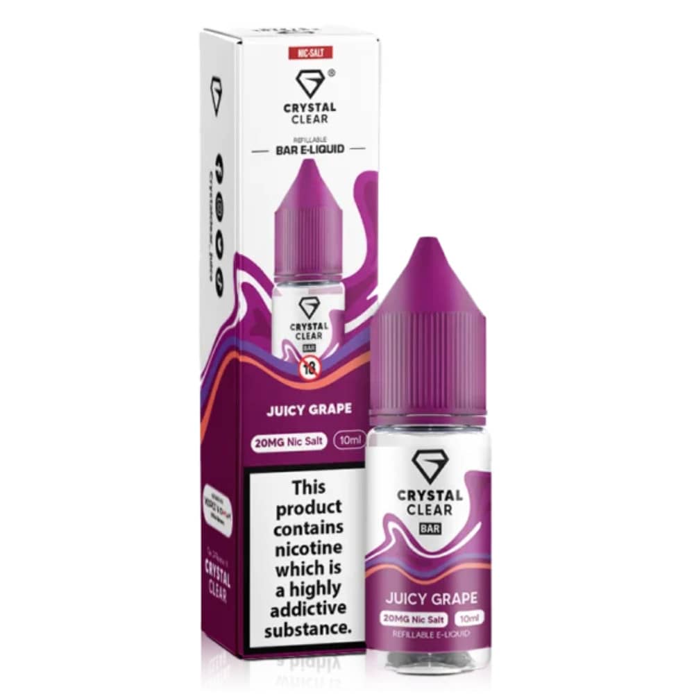 Crystal Clear Nic Salts e liquids 10ml Juicy Grape 10mg