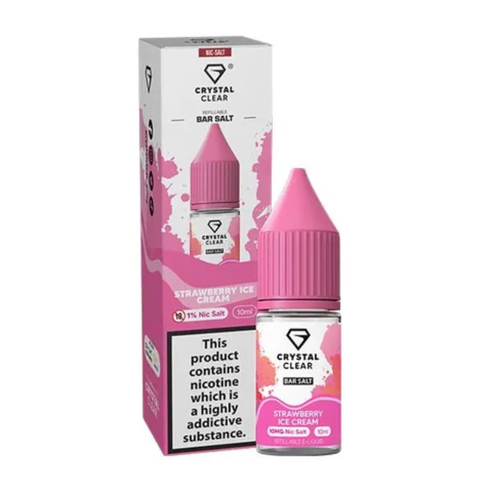 Crystal Clear Nic Salts e liquids 10ml Strawberry Ice Cream 20mg