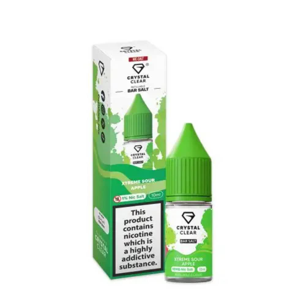 Crystal Clear Nic Salts e liquids 10ml Xtreme Sour Apple 20mg