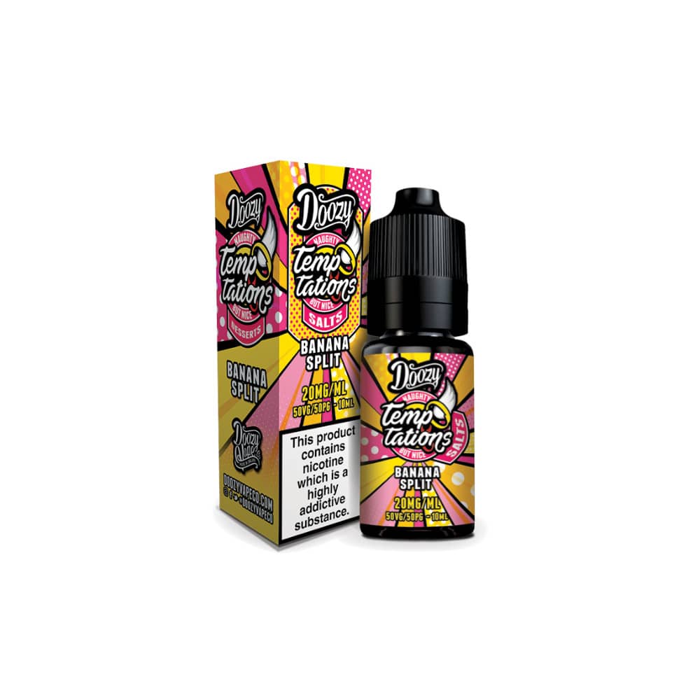 Doozy Temptation Nic Salts e liquids 10ml Banana Split 20mg