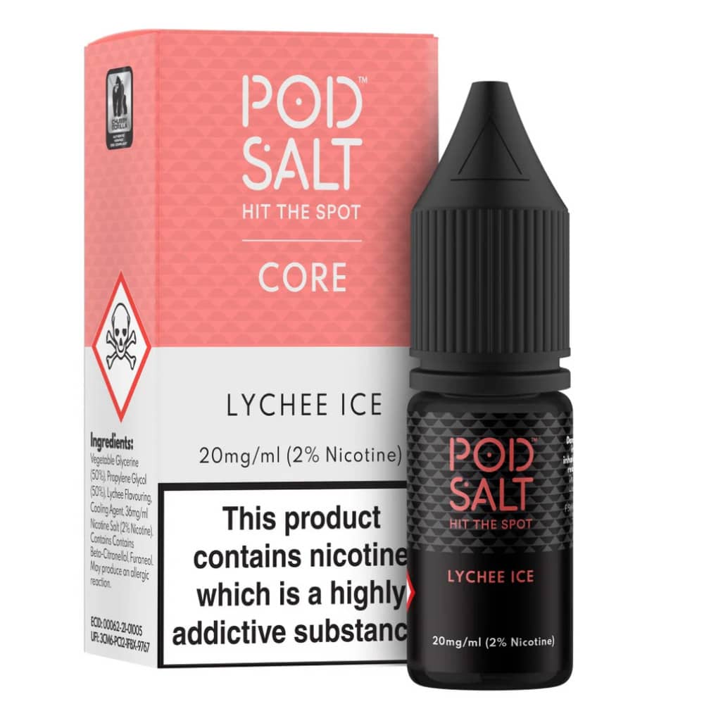 Pod Salt Core Nic Salts e liquids 10ml Lychee Ice 20mg