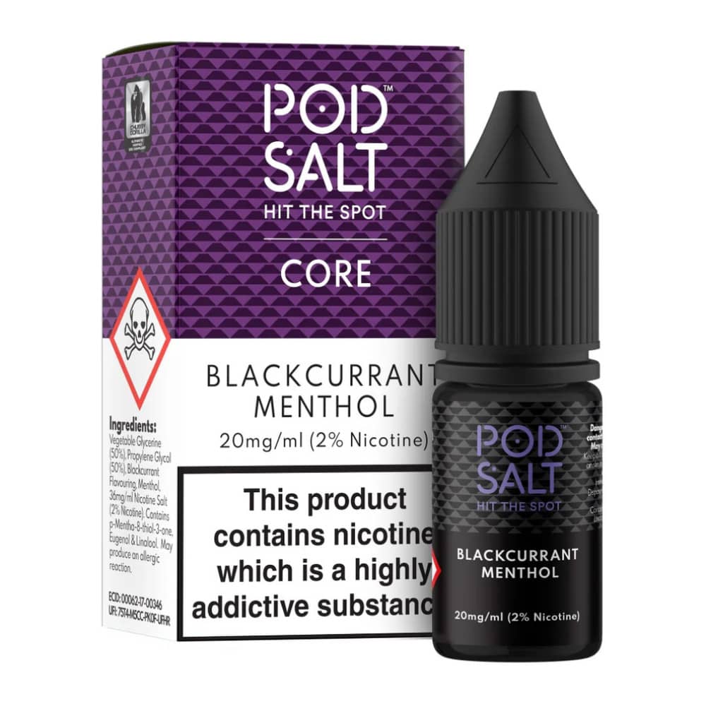 Pod Salt Core Nic Salts e liquids 10ml Blackcurrant Menthol 11mg